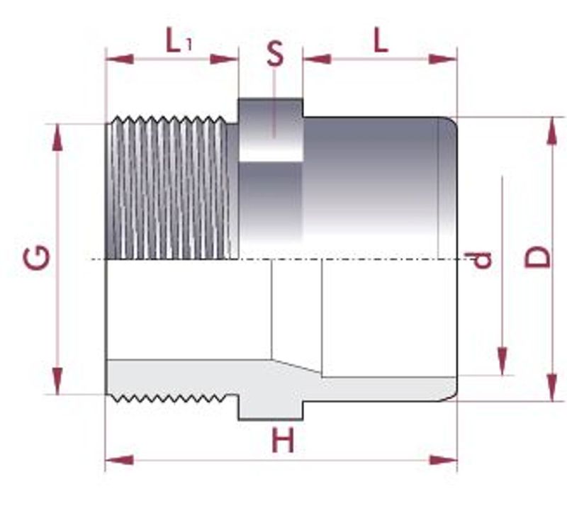 Pvc Adapter nippel | Ø63/ 50 x 2